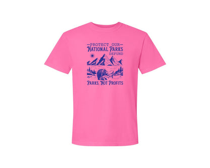 brand:Comfort Colors|color:Neon Pink|Protect Our National Parks Defund Doge Graphic T-Shirt