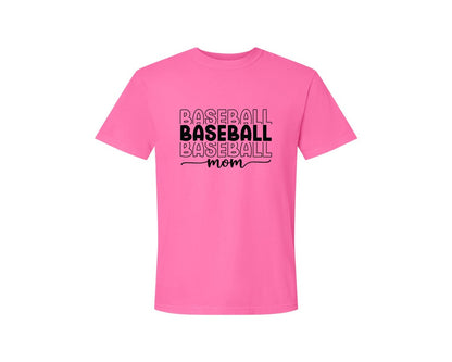 brand:Comfort Colors|color:Neon Pink|Baseball Mom Baseball Mom 3 Graphic T-Shirt