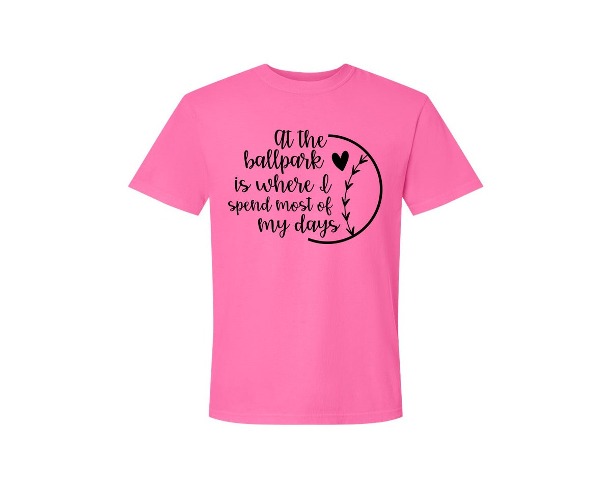 brand:Comfort Colors|color:Neon Pink|Baseball Mom Softball Mom 2 Graphic T-Shirt
