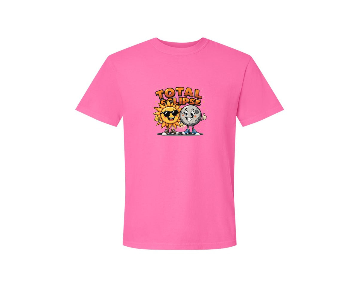 brand:Comfort Colors|color:Neon Pink|Eclipse Cartoon T Shirt Design Graphic T-Shirt