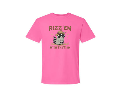 brand:Comfort Colors|color:Neon Pink|Raccoon Funny Raccoon Rizz Em Graphic T-Shirt