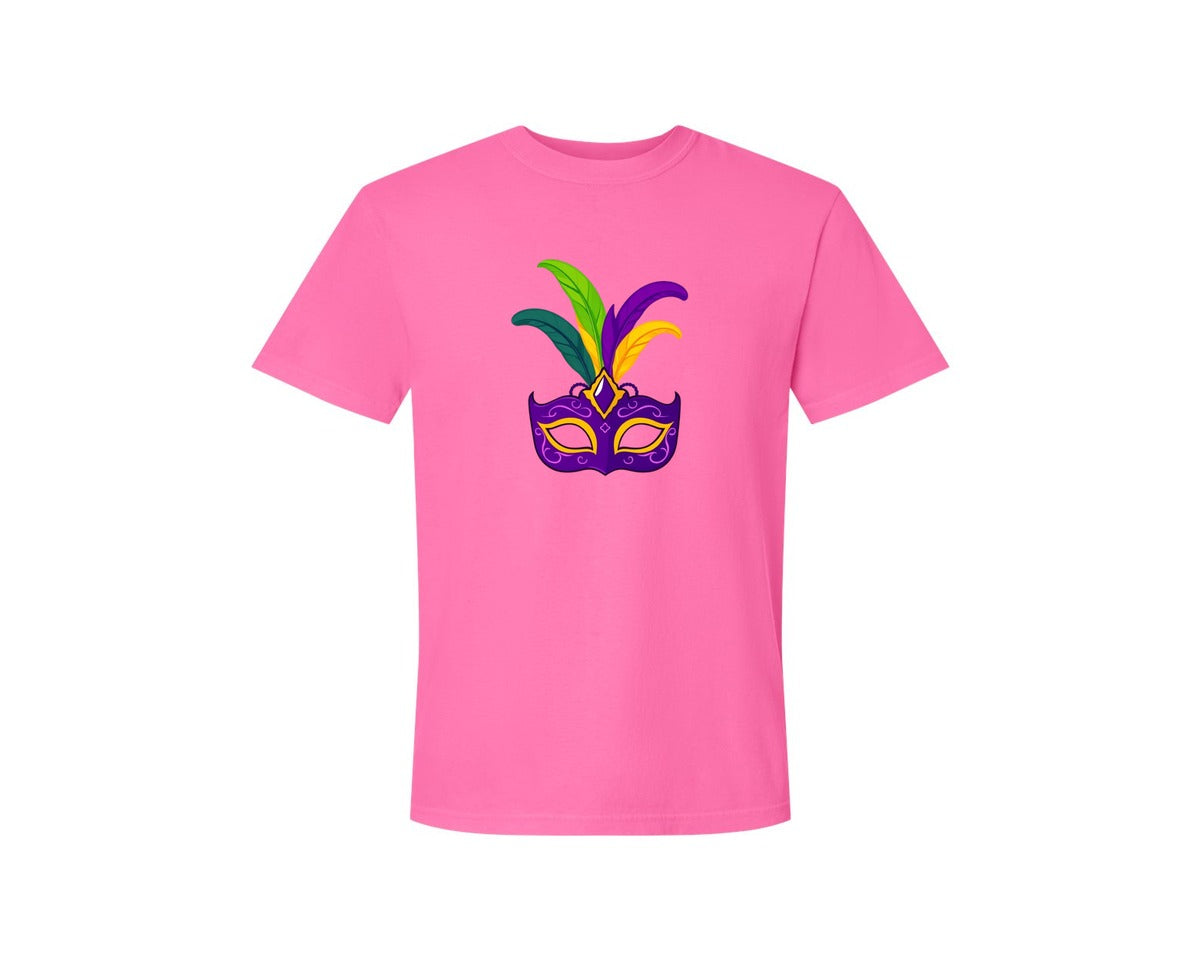 brand:Comfort Colors|color:Neon Pink|Mardi Gras Mask T Shirt Design 4 Graphic T-Shirt