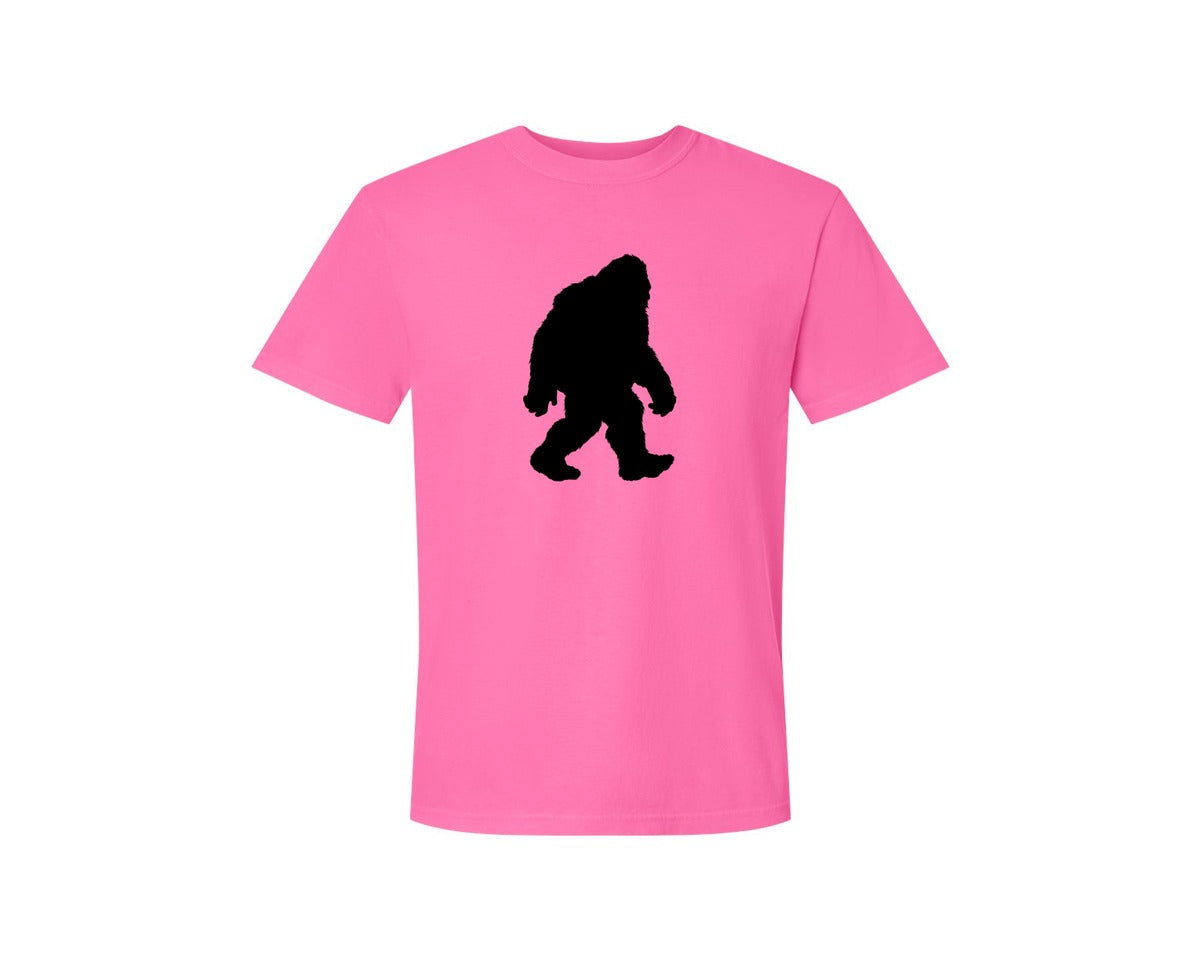 brand:Comfort Colors|color:Neon Pink|Bigfoot Sasquatch Figure Design Graphic T-Shirt