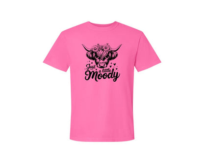 brand:Comfort Colors|color:Neon Pink|Just A Little Moody T Shirt Design Graphic T-Shirt