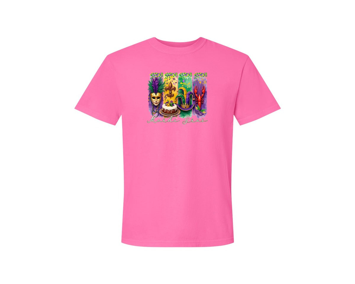 brand:Comfort Colors|color:Neon Pink|Mardi Gras Coquette 2 Graphic T-Shirt