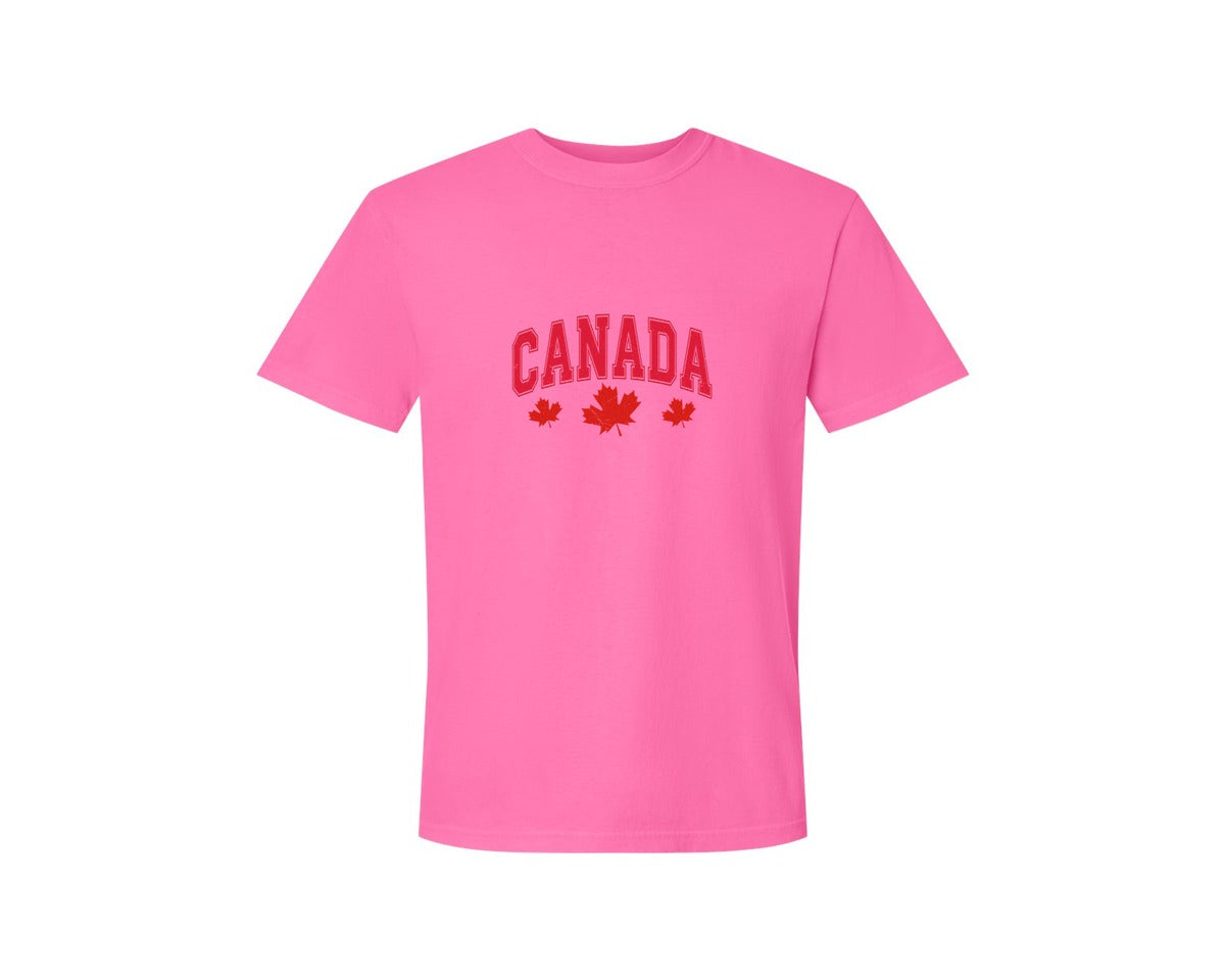 brand:Comfort Colors|color:Neon Pink|Canada Maple Leaf Canada Graphic T-Shirt