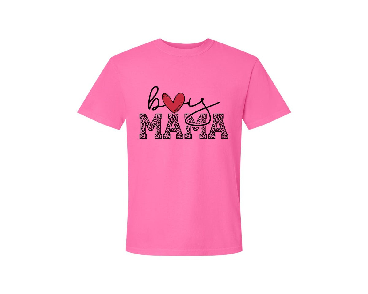 brand:Comfort Colors|color:Neon Pink|Boy Mama Mama Boy 2 Graphic T-Shirt