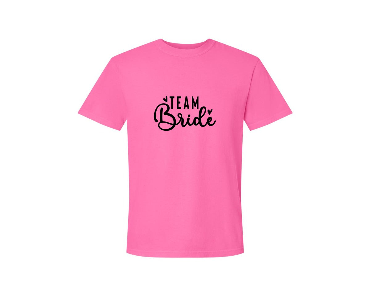 brand:Comfort Colors|color:Neon Pink|Team Bride Bride Graphic T-Shirt