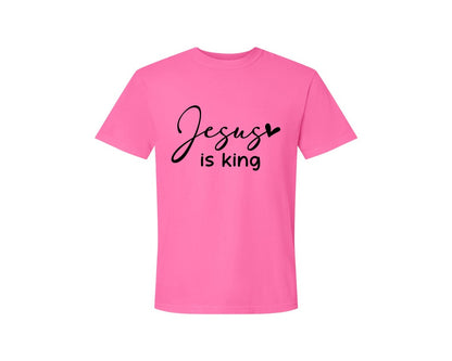 brand:Comfort Colors|color:Neon Pink|Jesus Is King Jesus Christian 3 Graphic T-Shirt
