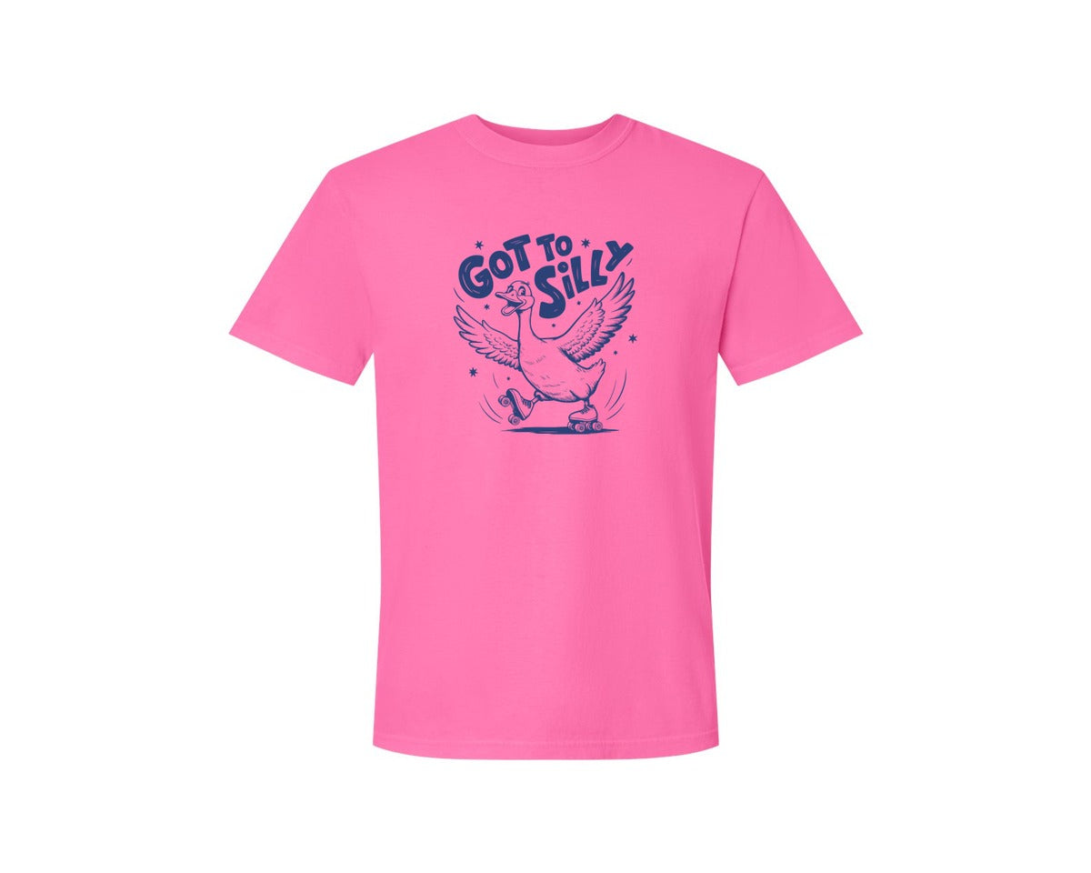 brand:Comfort Colors|color:Neon Pink|Funny Goose Got Too Silly Design Graphic T-Shirt