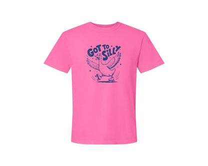 brand:Comfort Colors|color:Neon Pink|Funny Goose Got Too Silly Design Graphic T-Shirt