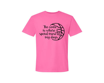 brand:Comfort Colors|color:Neon Pink|Basketball Mom 80 Graphic T-Shirt