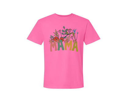 brand:Comfort Colors|color:Neon Pink|Mama Shirt Wildflowers Mama Shirt Graphic T-Shirt