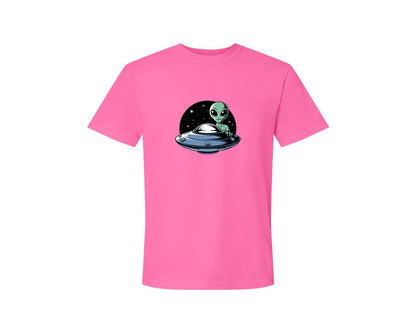 brand:Comfort Colors|color:Neon Pink|Retro Vintage Ufo Alien T Shirt Design 4 Graphic T-Shirt