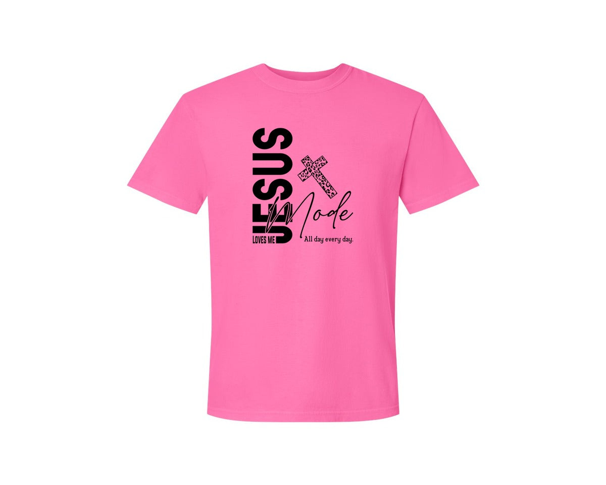 brand:Comfort Colors|color:Neon Pink|Jesus Loves Me Love Like Jesus Graphic T-Shirt