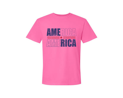brand:Comfort Colors|color:Neon Pink|America Patriotic Graphic T-Shirt