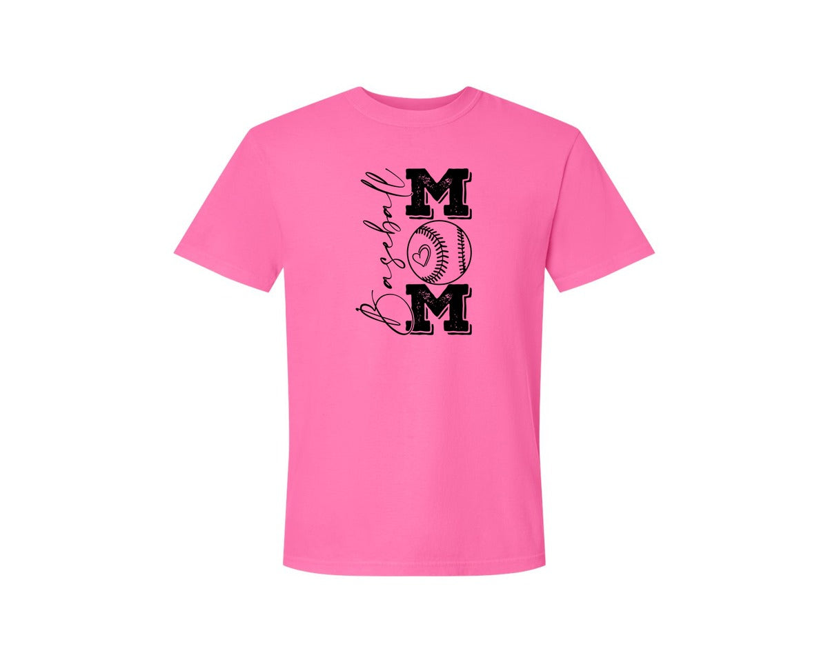 brand:Comfort Colors|color:Neon Pink|Baseball Mama 16 Graphic T-Shirt
