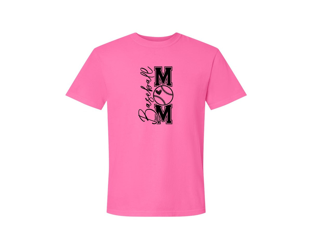brand:Comfort Colors|color:Neon Pink|Baseball Mom Baseball Mom 2 Graphic T-Shirt