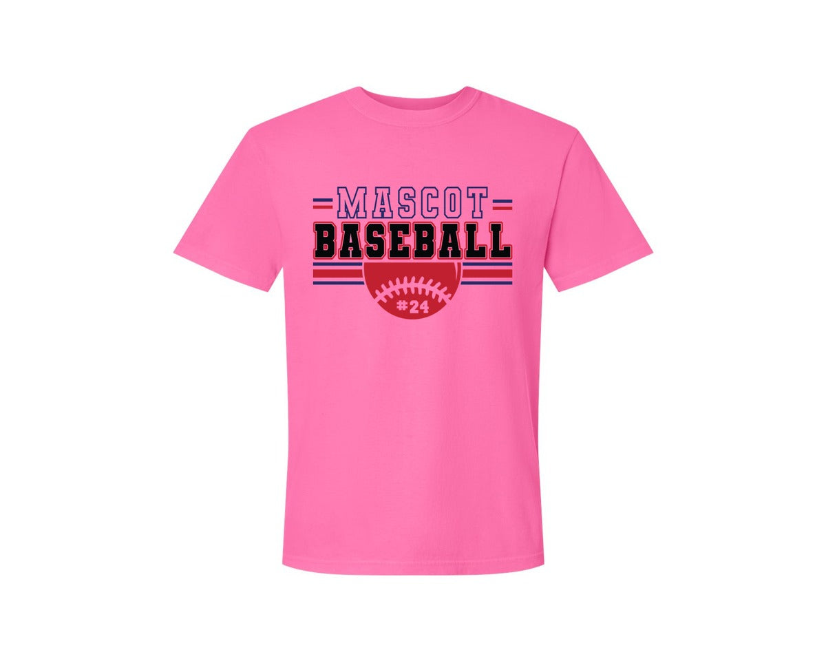brand:Comfort Colors|color:Neon Pink|Baseball Shirt Baseball Team Graphic T-Shirt
