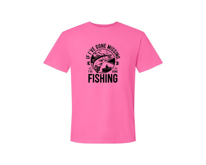 brand:Comfort Colors|color:Neon Pink|If Ive Gone Missing Ive Gone Fishing T Graphic T-Shirt