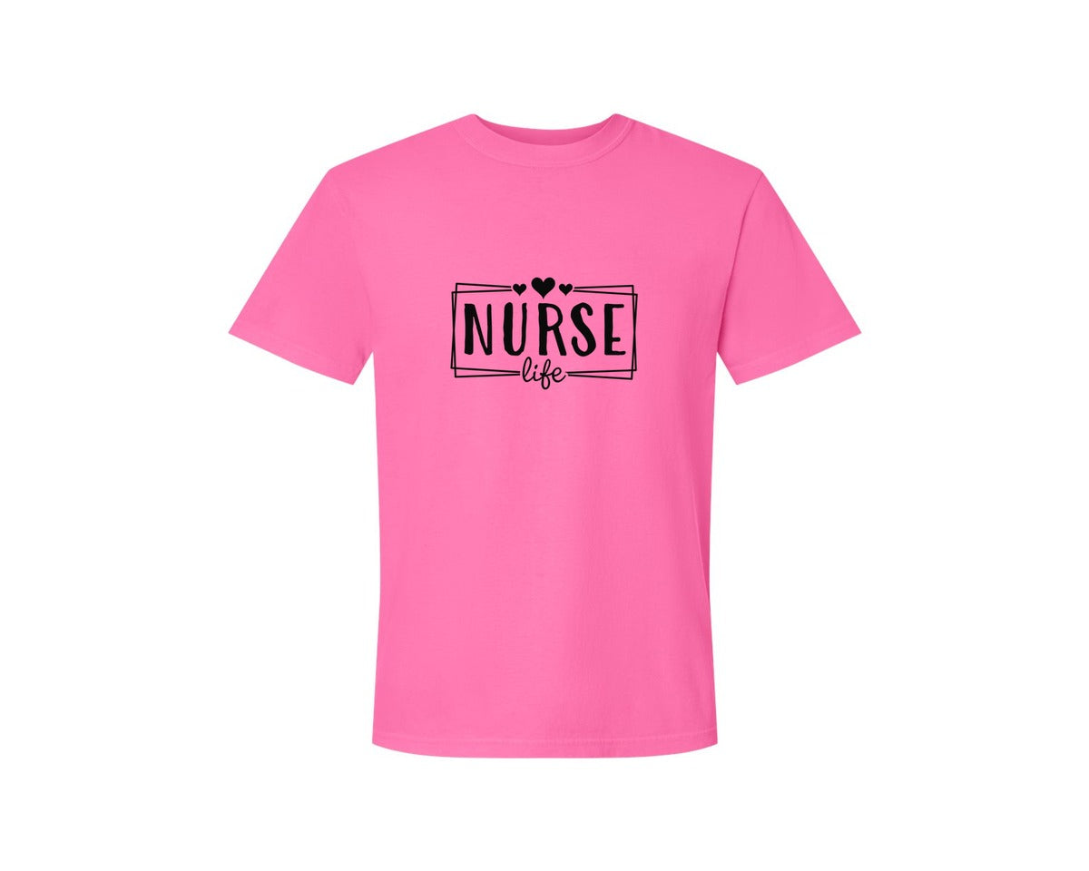 brand:Comfort Colors|color:Neon Pink|Nurse Life Nursing Life Cna Graphic T-Shirt