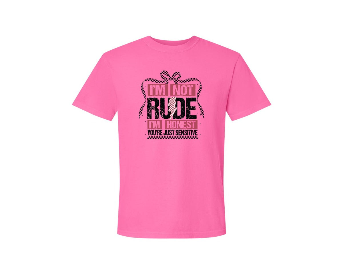 brand:Comfort Colors|color:Neon Pink|Im Not Rude Snarky Sarcastic 2 Graphic T-Shirt