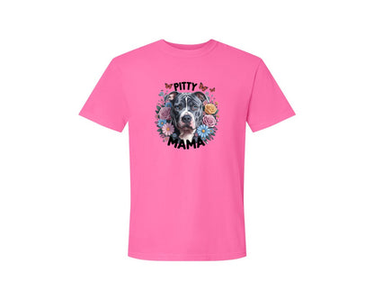 brand:Comfort Colors|color:Neon Pink|Pitty Mama Cute Pitbull Dog 2 Graphic T-Shirt