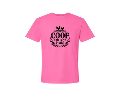 brand:Comfort Colors|color:Neon Pink|The Coop Is My Happy Place T Shirt Desig Graphic T-Shirt