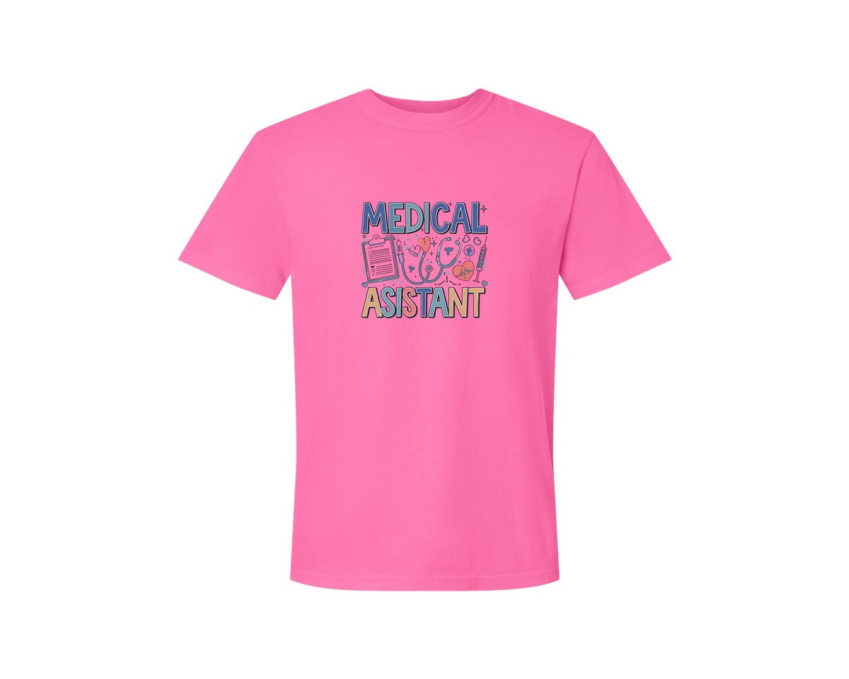 brand:Comfort Colors|color:Neon Pink|Medical Assistant 7 Graphic T-Shirt