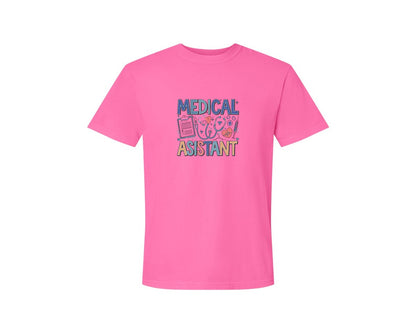 brand:Comfort Colors|color:Neon Pink|Medical Assistant 7 Graphic T-Shirt