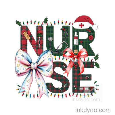 Nurse-Themed Christmas DTF Transfer - Ready to Press Apparel