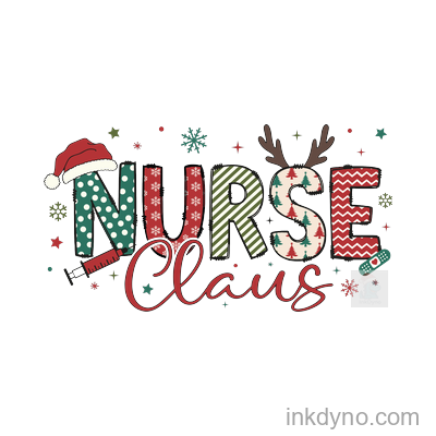 Nurse Claus Christmas Graphic Tee Design — DTF Transfer
