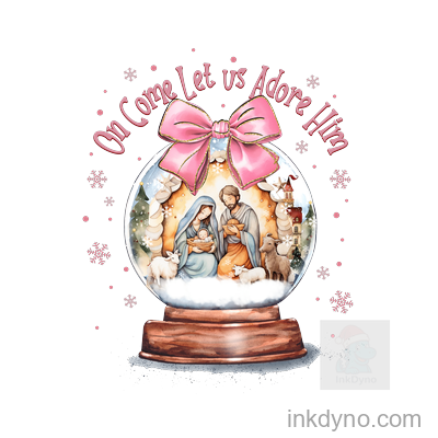 Christmas Nativity Scene Snow Globe Design — DTF Transfer