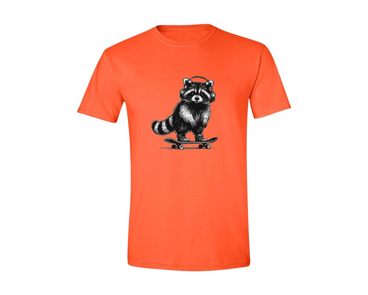 brand:Generic|color:Orange|Raccoon Playing Skateboard Shirt Graphic T-Shirt