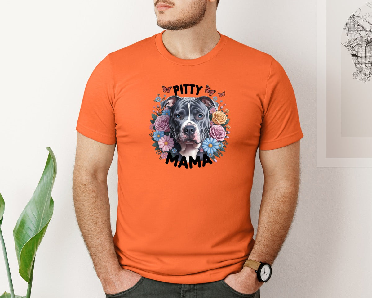 brand:Bella Canvas|color:Orange|Pitty Mama Cute Pitbull Dog 2 Graphic T-Shirt