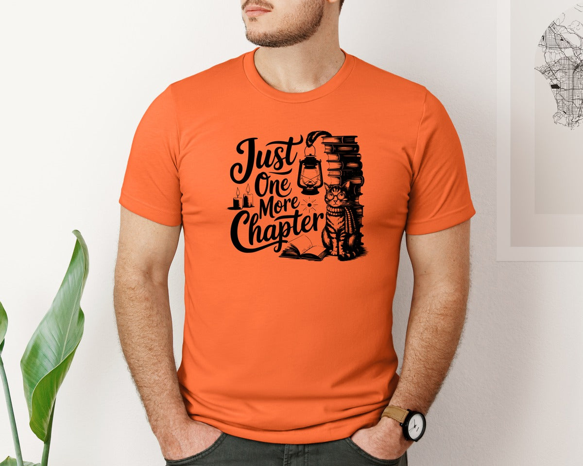 brand:Bella Canvas|color:Orange|Just One More Chapter T Shirt Design Graphic T-Shirt