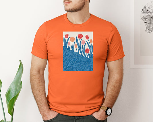 Retro Tulip Garden Graphic T-Shirt