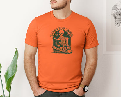 brand:Bella Canvas|color:Orange|Just One More Chapter Skeleton Coffee 2 Graphic T-Shirt