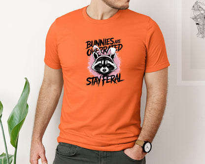 brand:Bella Canvas|color:Orange|Bunnies Are Overrated Stay Feral 2 Graphic T-Shirt