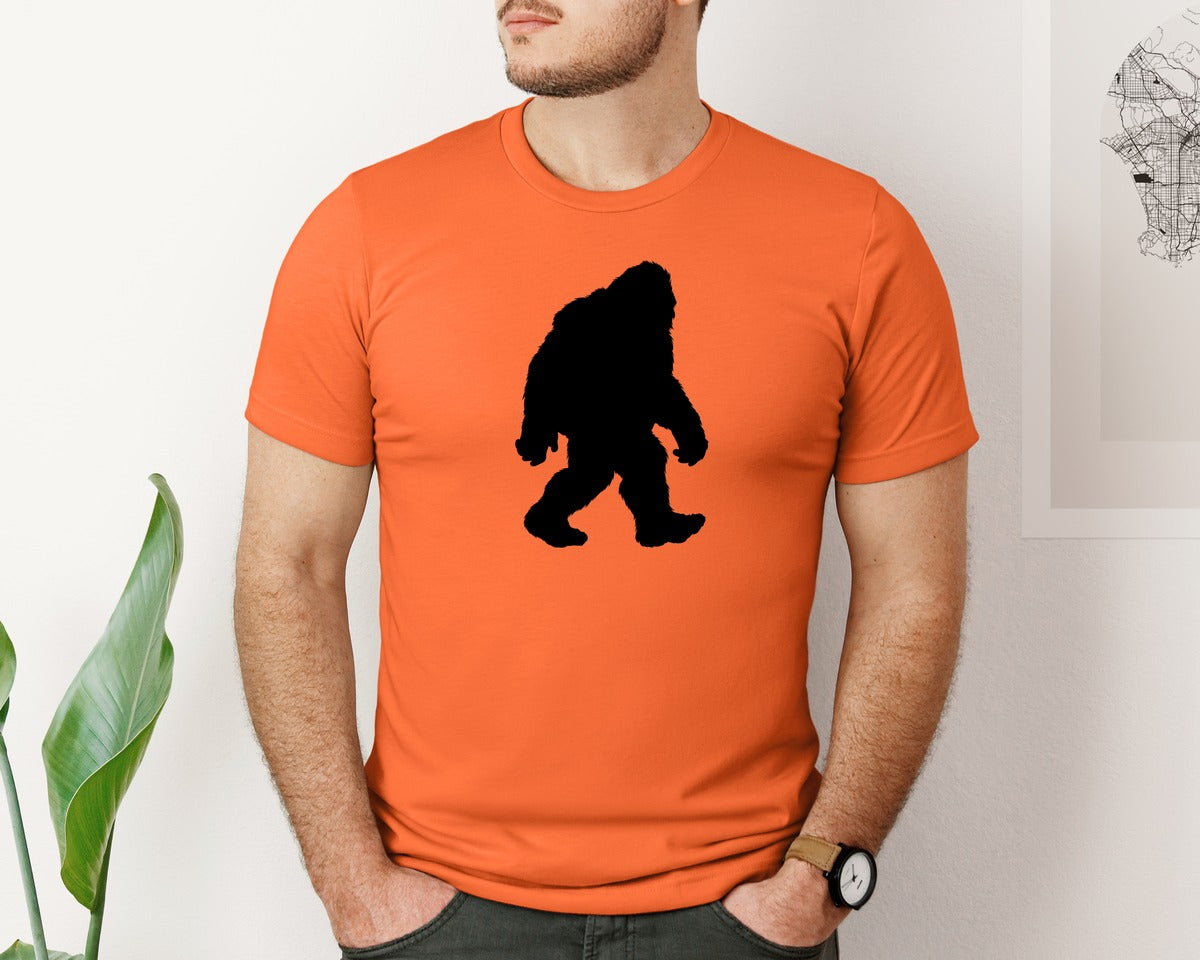 brand:Bella Canvas|color:Orange|Bigfoot Sasquatch Figure Design Graphic T-Shirt