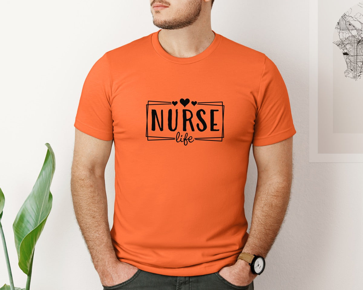 brand:Bella Canvas|color:Orange|Nurse Life Nursing Life Cna Graphic T-Shirt