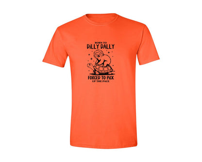 brand:Generic|color:Orange|Born To Dilly Dally Funny Sloth Graphic T-Shirt
