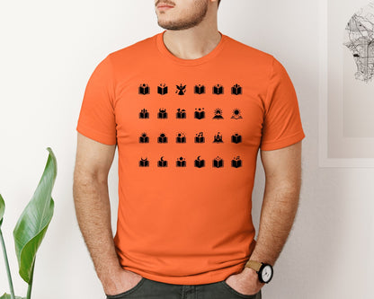 brand:Bella Canvas|color:Orange|Open Book With Fantasy Graphic T-Shirt