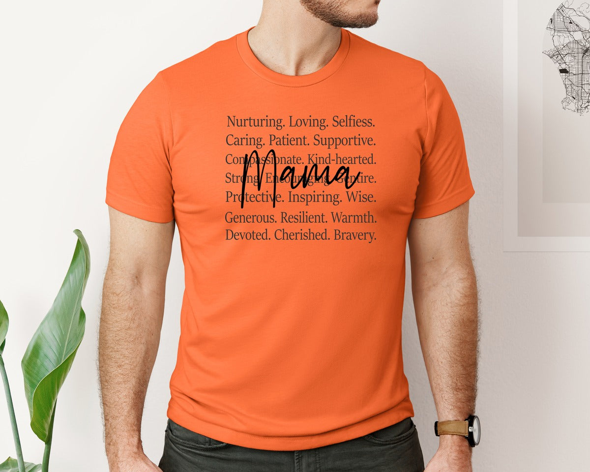 brand:Bella Canvas|color:Orange|Mama Words Mothers Day Graphic T-Shirt