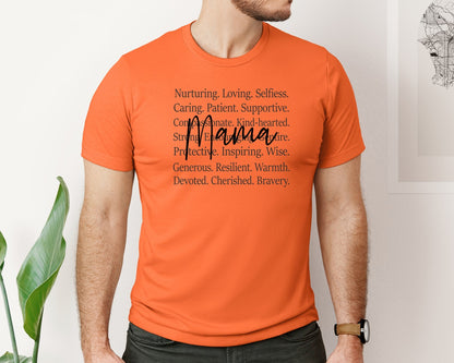 brand:Bella Canvas|color:Orange|Mama Words Mothers Day Graphic T-Shirt