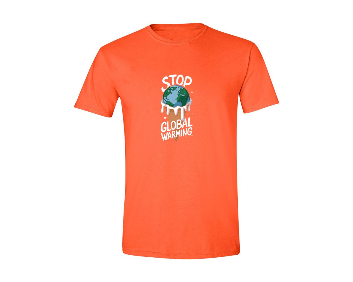 brand:Generic|color:Orange|Stop Global Warming Funny Cute Teacher Graphic T-Shirt