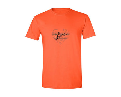 brand:Generic|color:Orange|Nonna Heart Shape Mothers Day Graphic T-Shirt