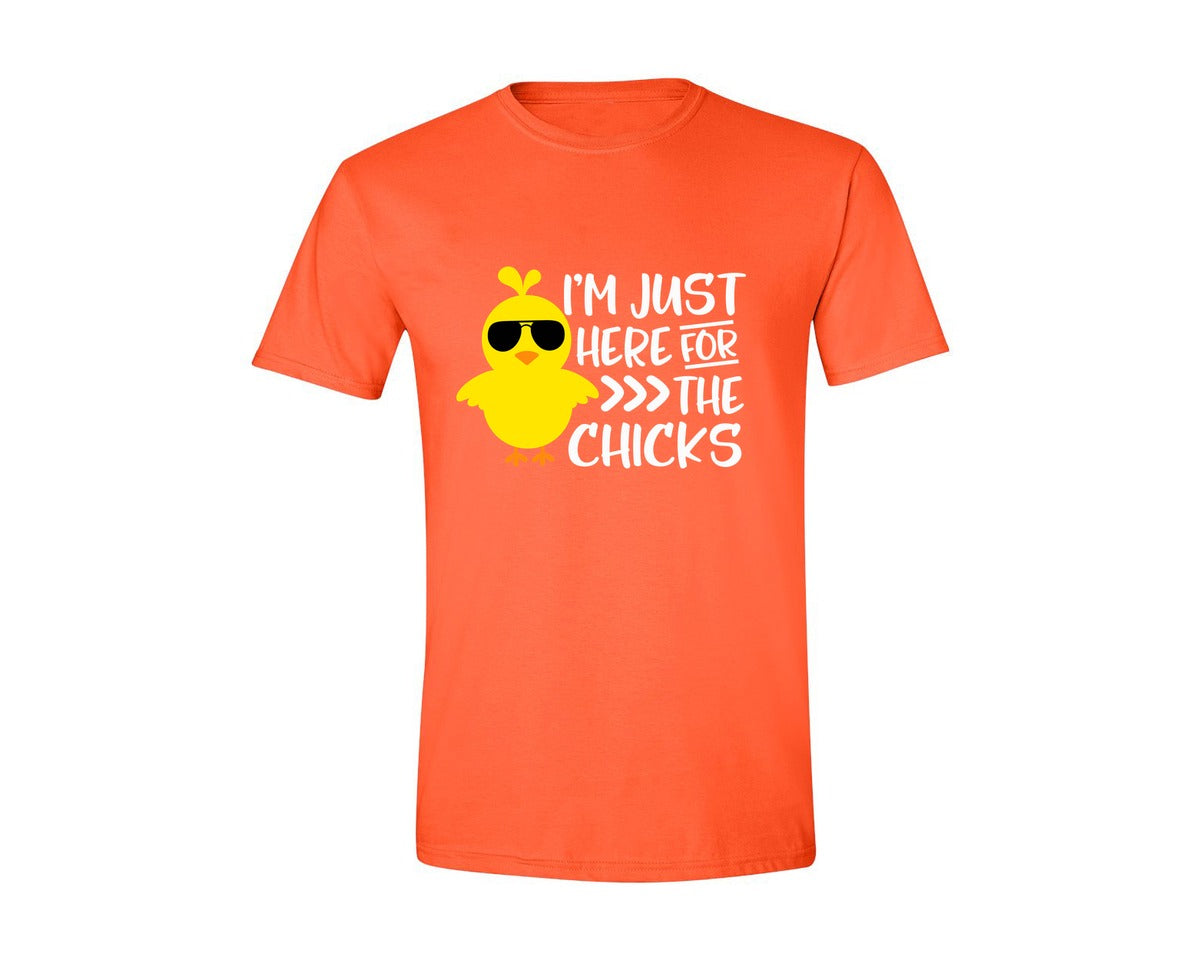 brand:Generic|color:Orange|I Am Just Here For The Chicks 4 Graphic T-Shirt