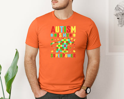 brand:Bella Canvas|color:Orange|Autism Is My Superpower T Shirt 2 Graphic T-Shirt
