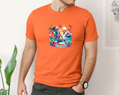 brand:Bella Canvas|color:Orange|Cruise Skeleton Funny Graphic T-Shirt